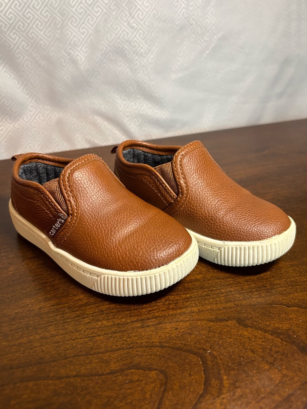 Carter's Brown Leather-Look Slip-On Sneakers for Kids